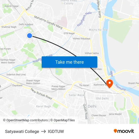 Satyawati College to IGDTUW map