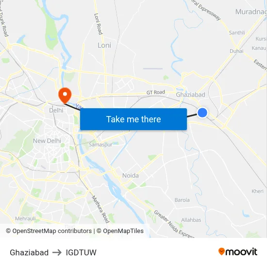 Ghaziabad to IGDTUW map