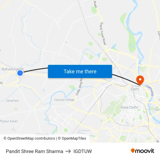 Pandit Shree Ram Sharma to IGDTUW map