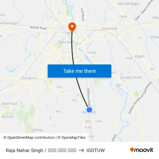 Raja Nahar Singh / राजा नाहर सिंह to IGDTUW map