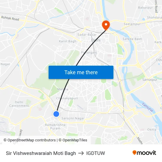 Sir Vishweshwaraiah Moti Bagh to IGDTUW map