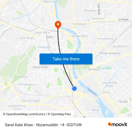 Sarai Kale Khan - Nizamuddin to IGDTUW map