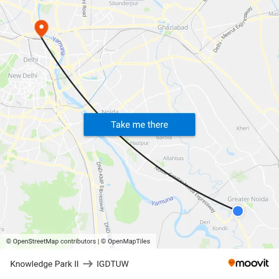 Knowledge Park II to IGDTUW map