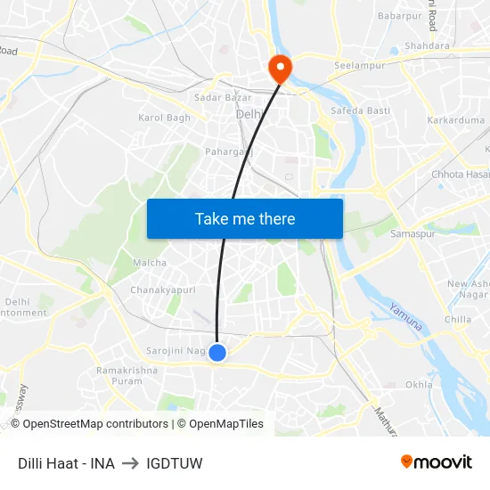 Dilli Haat - INA to IGDTUW map