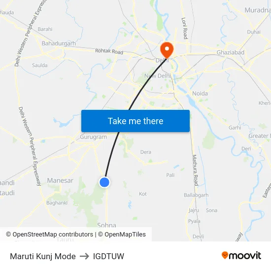 Maruti Kunj Mode to IGDTUW map