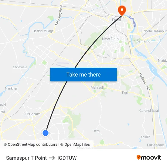 Samaspur T Point to IGDTUW map