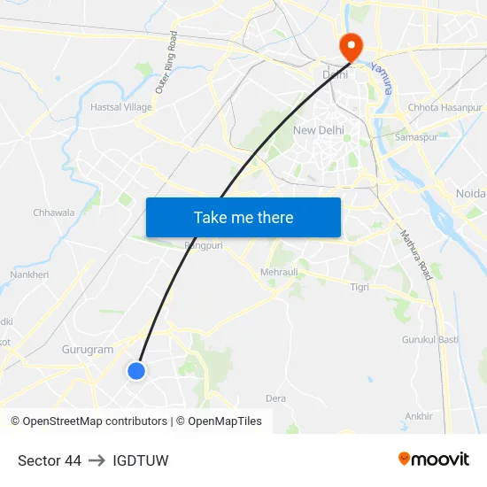 Sector 44 to IGDTUW map