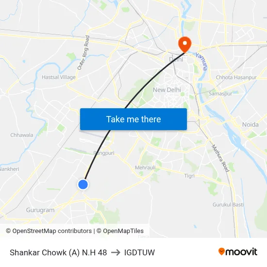 Shankar Chowk (A) N.H 48 to IGDTUW map