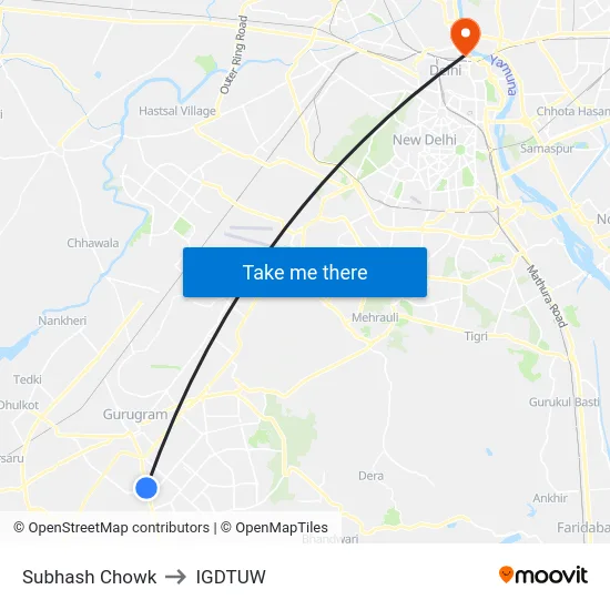 Subhash Chowk to IGDTUW map