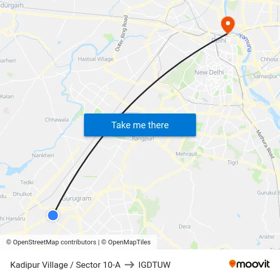 Kadipur Village / Sector 10-A to IGDTUW map