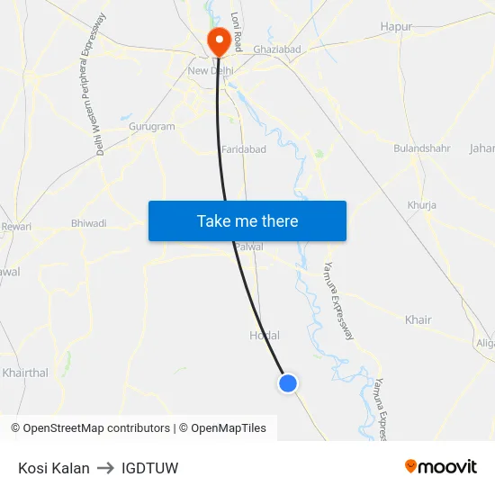 Kosi Kalan to IGDTUW map