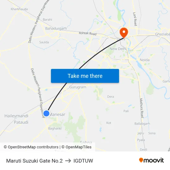 Maruti Suzuki Gate No.2 to IGDTUW map