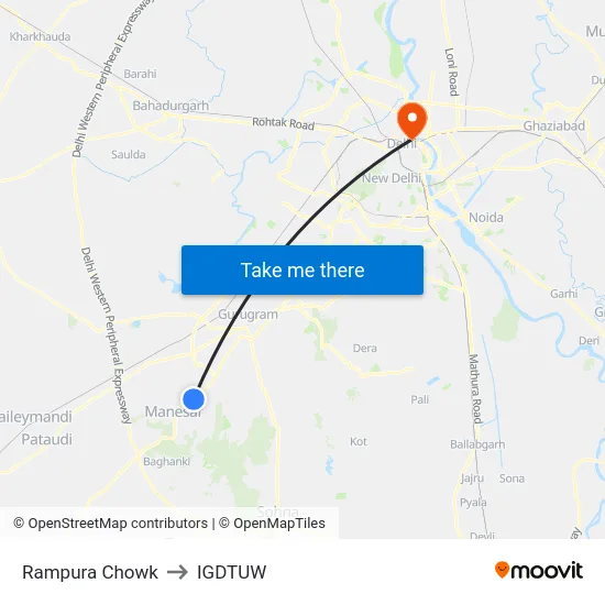 Rampura Chowk to IGDTUW map