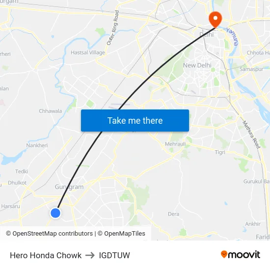 Hero Honda Chowk to IGDTUW map