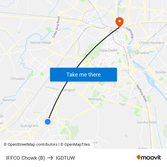 IFFCO Chowk (B) to IGDTUW map