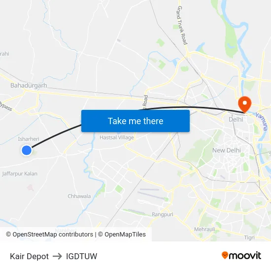 Kair Depot to IGDTUW map