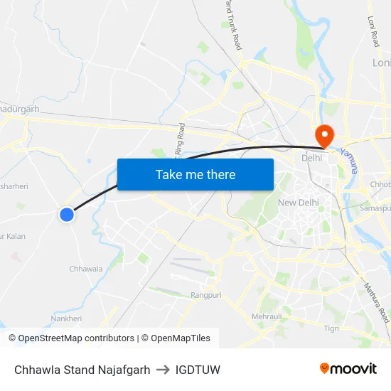 Chhawla Stand Najafgarh to IGDTUW map