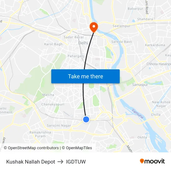 Kushak Nallah Depot to IGDTUW map