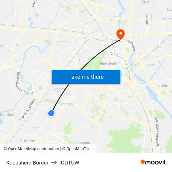 Kapashera Border to IGDTUW map