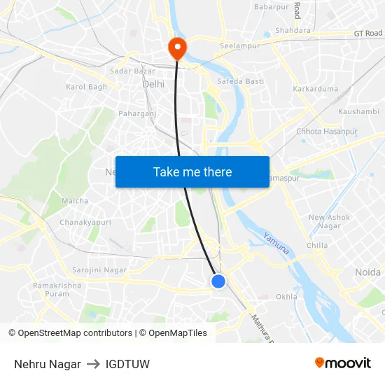 Nehru Nagar to IGDTUW map