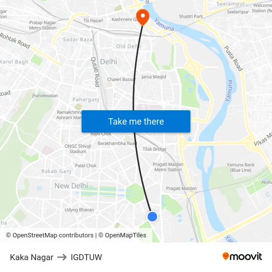 Kaka Nagar to IGDTUW map