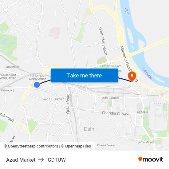 Azad Market to IGDTUW map