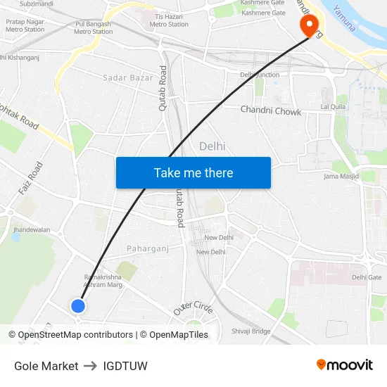 Gole Market to IGDTUW map