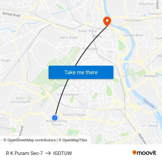 R K Puram Sec-7 to IGDTUW map