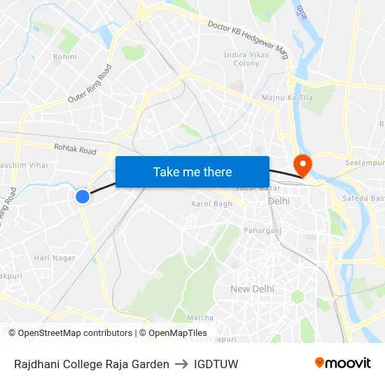 Rajdhani College Raja Garden to IGDTUW map