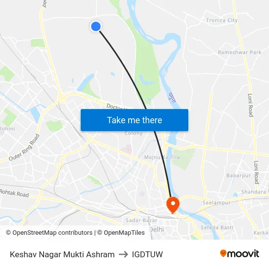 Keshav Nagar Mukti Ashram to IGDTUW map