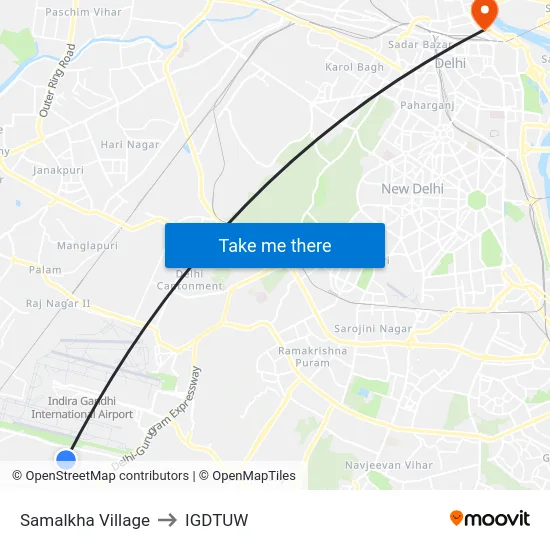 Samalkha Village to IGDTUW map