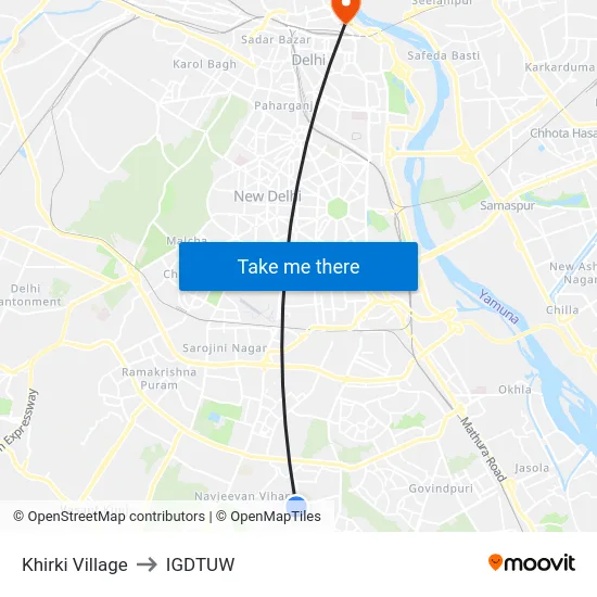 Khirki Village to IGDTUW map