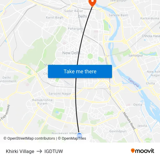 Khirki Village to IGDTUW map