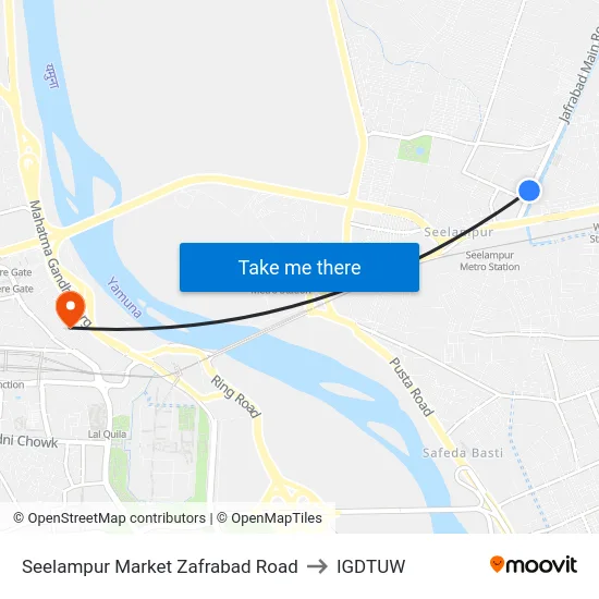 Seelampur Market Zafrabad Road to IGDTUW map