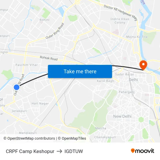 CRPF Camp Keshopur to IGDTUW map