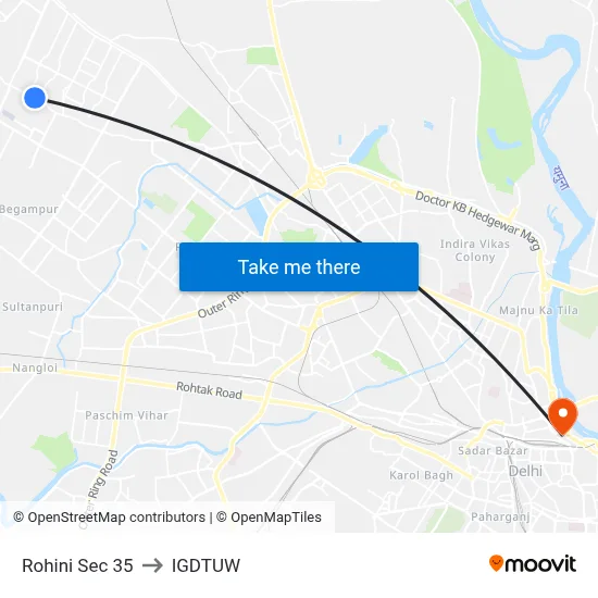 Rohini Sec 35 to IGDTUW map