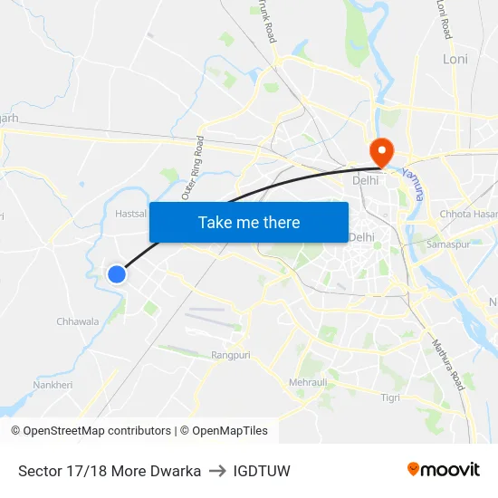 Sector 17/18 More Dwarka to IGDTUW map