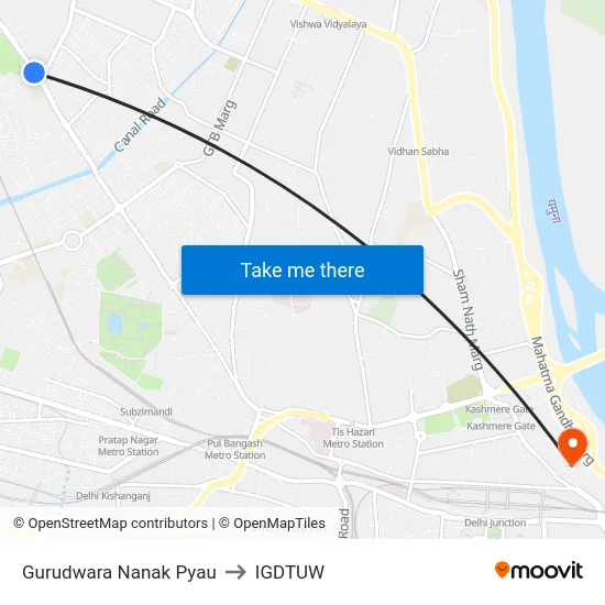 Gurudwara Nanak Pyau to IGDTUW map