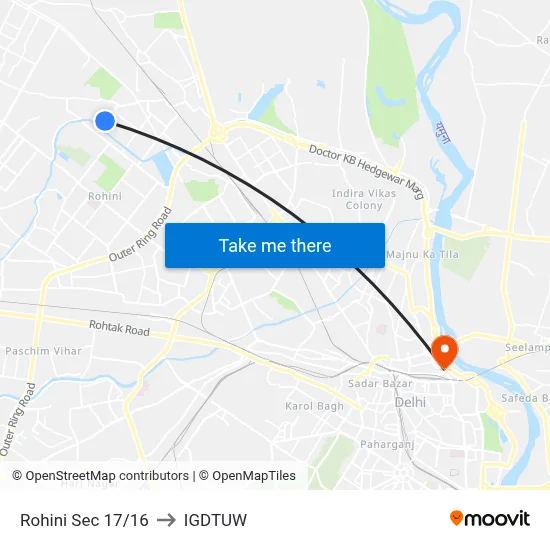 Rohini Sec 17/16 to IGDTUW map