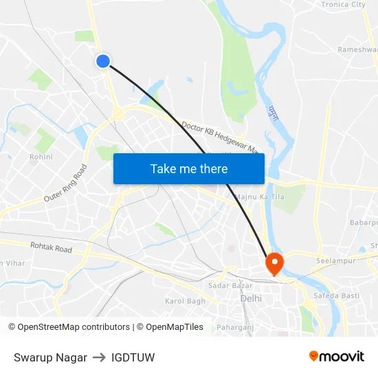 Swarup Nagar to IGDTUW map