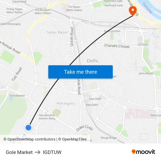 Gole Market to IGDTUW map