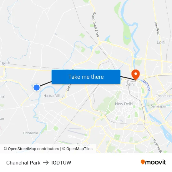 Chanchal Park to IGDTUW map