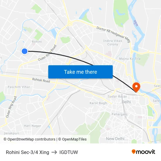 Rohini Sec-3/4 Xing to IGDTUW map