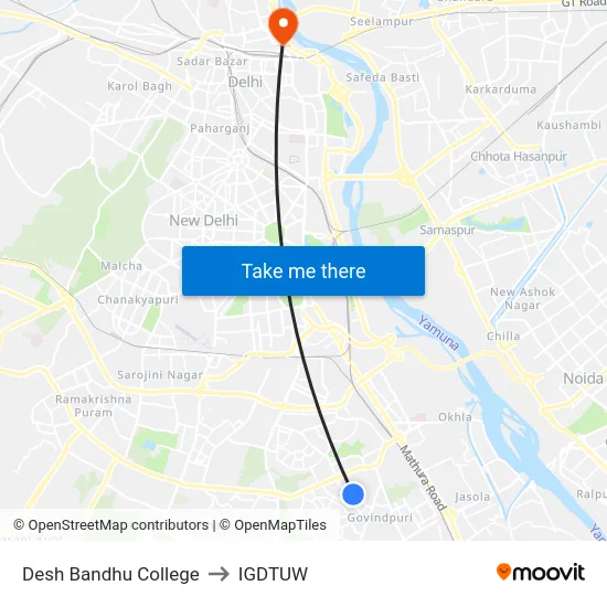 Desh Bandhu College to IGDTUW map