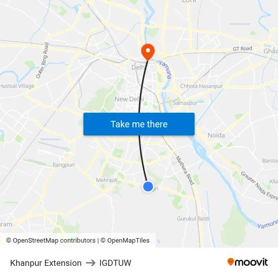 Khanpur Extension to IGDTUW map