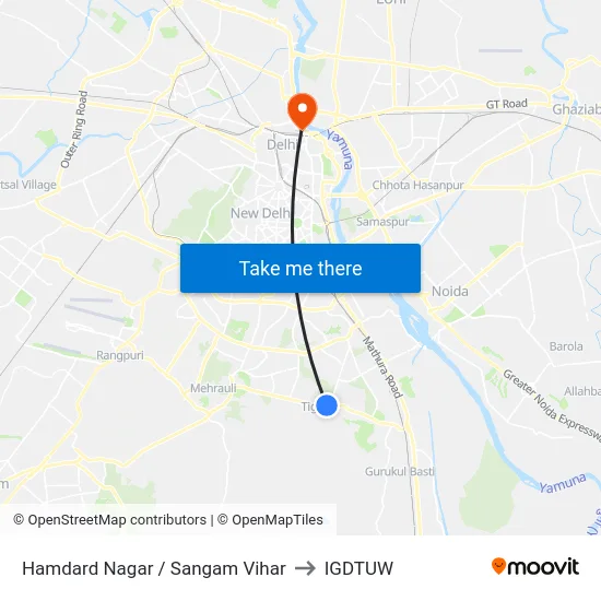 Hamdard Nagar / Sangam Vihar to IGDTUW map