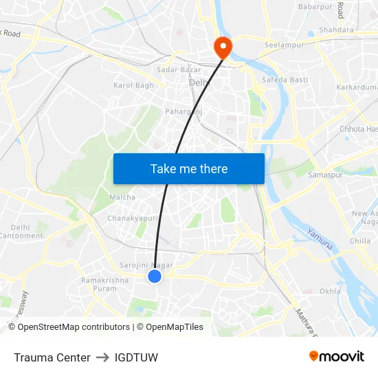 Trauma Center to IGDTUW map