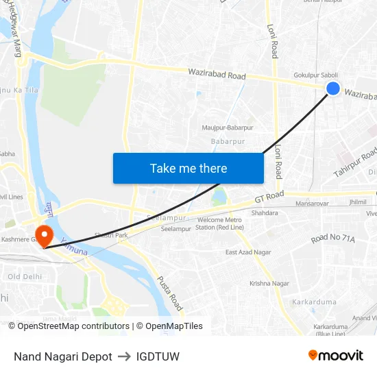 Nand Nagari Depot to IGDTUW map
