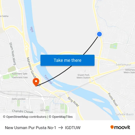 New Usman Pur Pusta No-1 to IGDTUW map