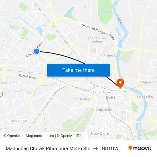 Madhuban Chowk Pitampura Metro Stn to IGDTUW map